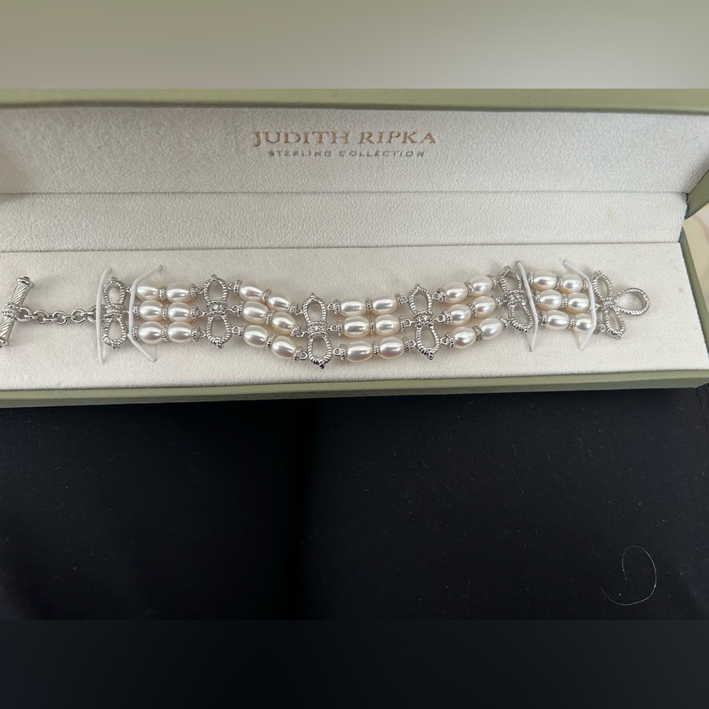 NWOT Judith Ripka Sterling Collection Silver Bracelet with Pearls